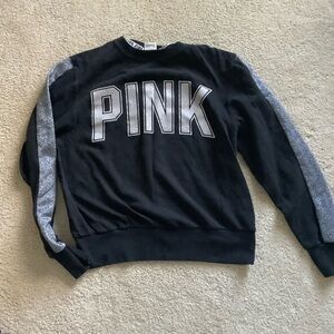 PINK Victoria's Secret Crew Sweatshirt Logo Small Glitter Shiny Sleeve